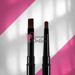 Pensula de unghii Staleks cu doua capete, pentru constructie gel, cu varf drept si limba de pisica, din par sintetic, lungime 7 mm / 10 mm, model NBE-04/08